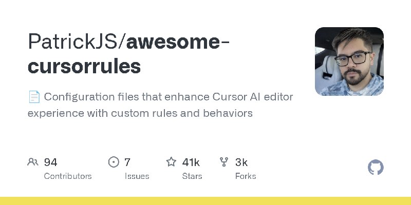 GitHub - PatrickJS/awesome-cursorrules: 📄  Configuration files that enhance Cursor AI editor experience with custom rules and behaviors
