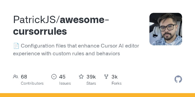 GitHub - PatrickJS/awesome-cursorrules: 📄  Configuration files that enhance Cursor AI editor experience with custom rules and behaviors